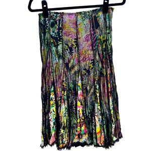 BLACK SHEER LACE COLORFUL FLORAL SKIRT